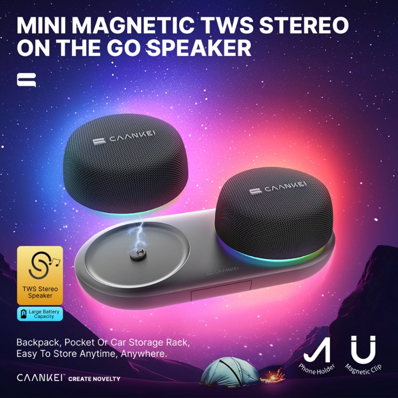 Audio Music Spotify - RGB Işıklı Manyetik Bluetooth Hoparlör, TWS