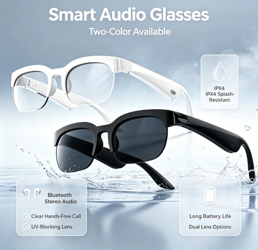 Audio Music Bluetooth - 2 Renkli Akıllı Ses Gözlüğü Bluetooth